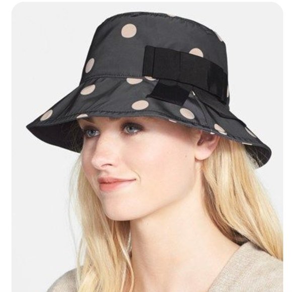 kate spade black white polka dot bucket hat nwot - Picture 1 of 8